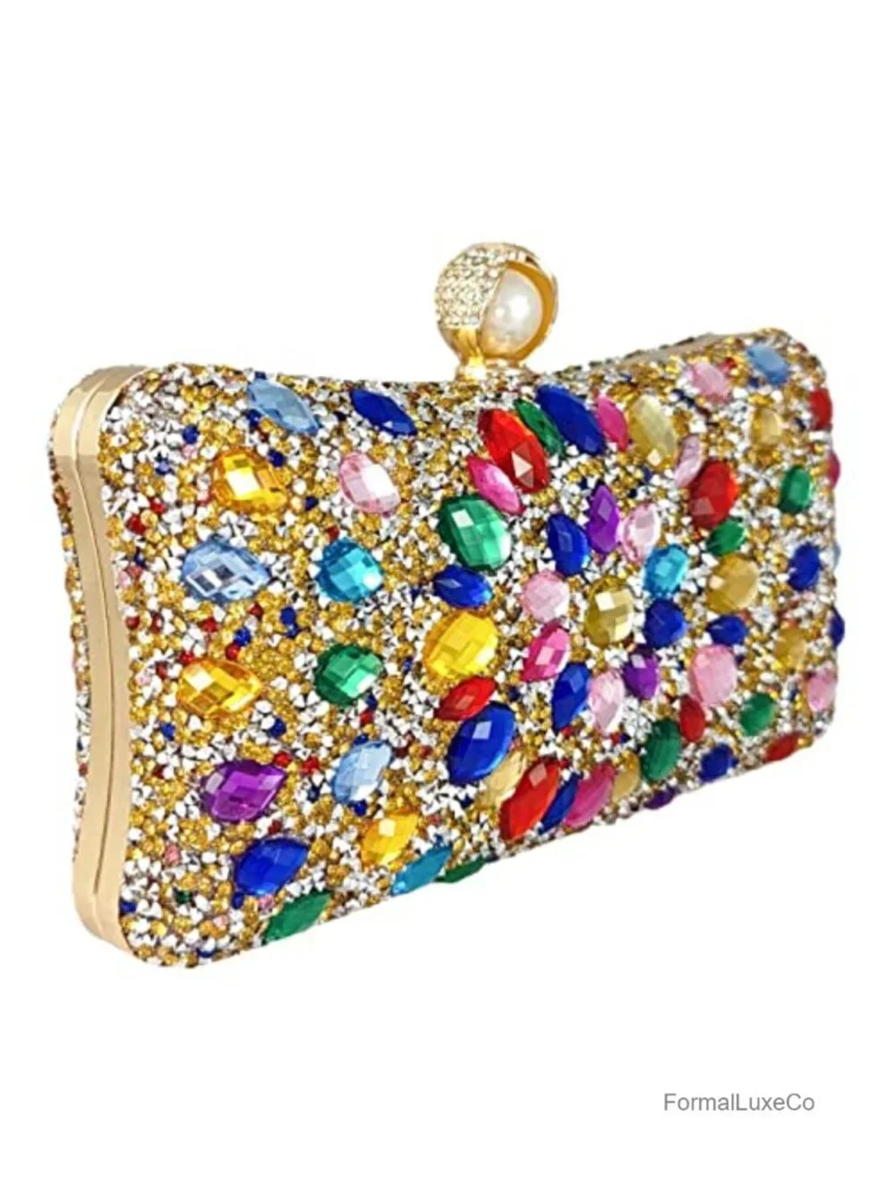 Crystal Clutch Evening Bag Rhinestone Minaudière with Chain Straps